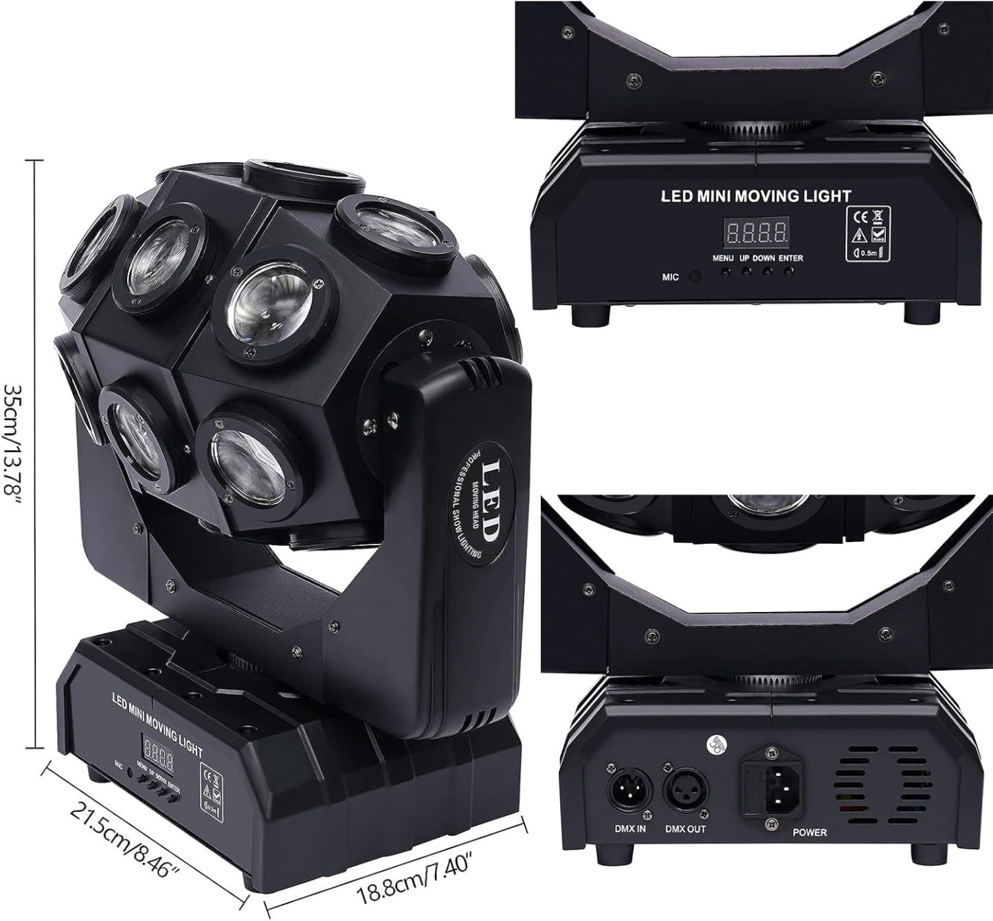 Luz De Haz De Cabeza Móvil, Lámpara De Escenario De 180 W Con 18 Cuentas LED Y Efecto De Haz, DMX 512 Con Sonido Activado, Rotación Infinita, Iluminación Brillante, Para Bodas, Fiestas, Bares