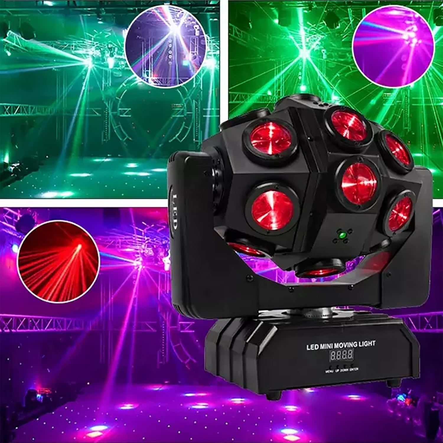 Luz De Haz De Cabeza Móvil, Lámpara De Escenario De 180 W Con 18 Cuentas LED Y Efecto De Haz, DMX 512 Con Sonido Activado, Rotación Infinita, Iluminación Brillante, Para Bodas, Fiestas, Bares