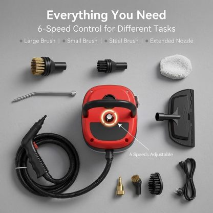 Versora Pro Limpiador de vapor portátil de 2500W, alta temperatura presurizado-para detalles de automóviles y hogar (rojo)