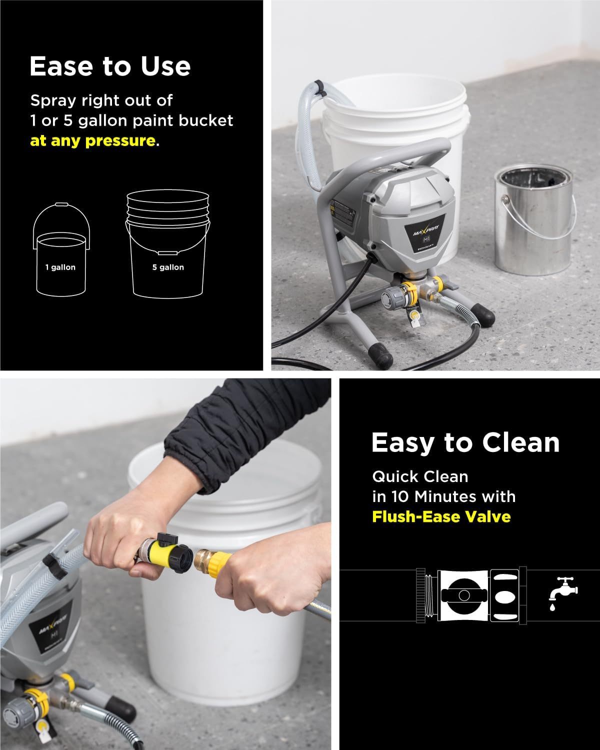 InoKraft MaXpray M1 Pulverizador de Pintura Airless, 3000 PSI 550W, Eléctrico con Cable, Látex sin Diluir, para Interiores y Exteriores, Incluye Pistola y Extensión de 30 cm