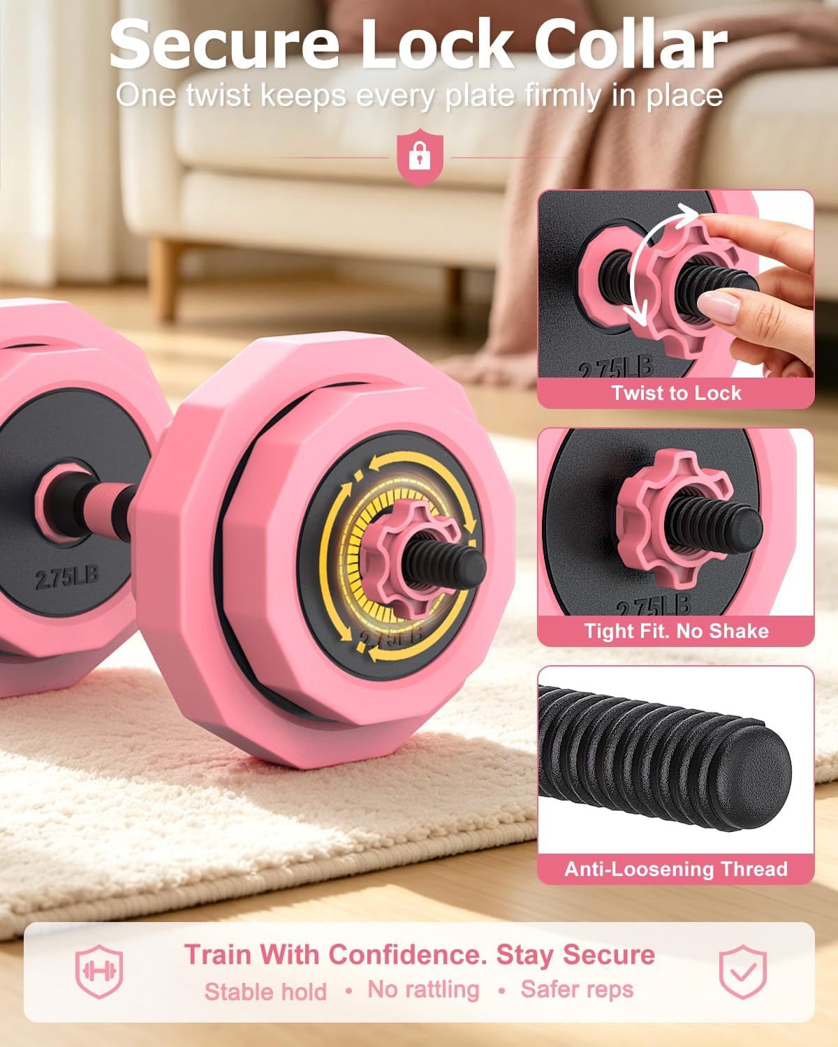 Juego de mancuernas ajustables de arena de hierro 4 en 1, juego de pesas libres con conector, utilizado como barra, pesas rusas, soporte push-up para entrenamientos en casa