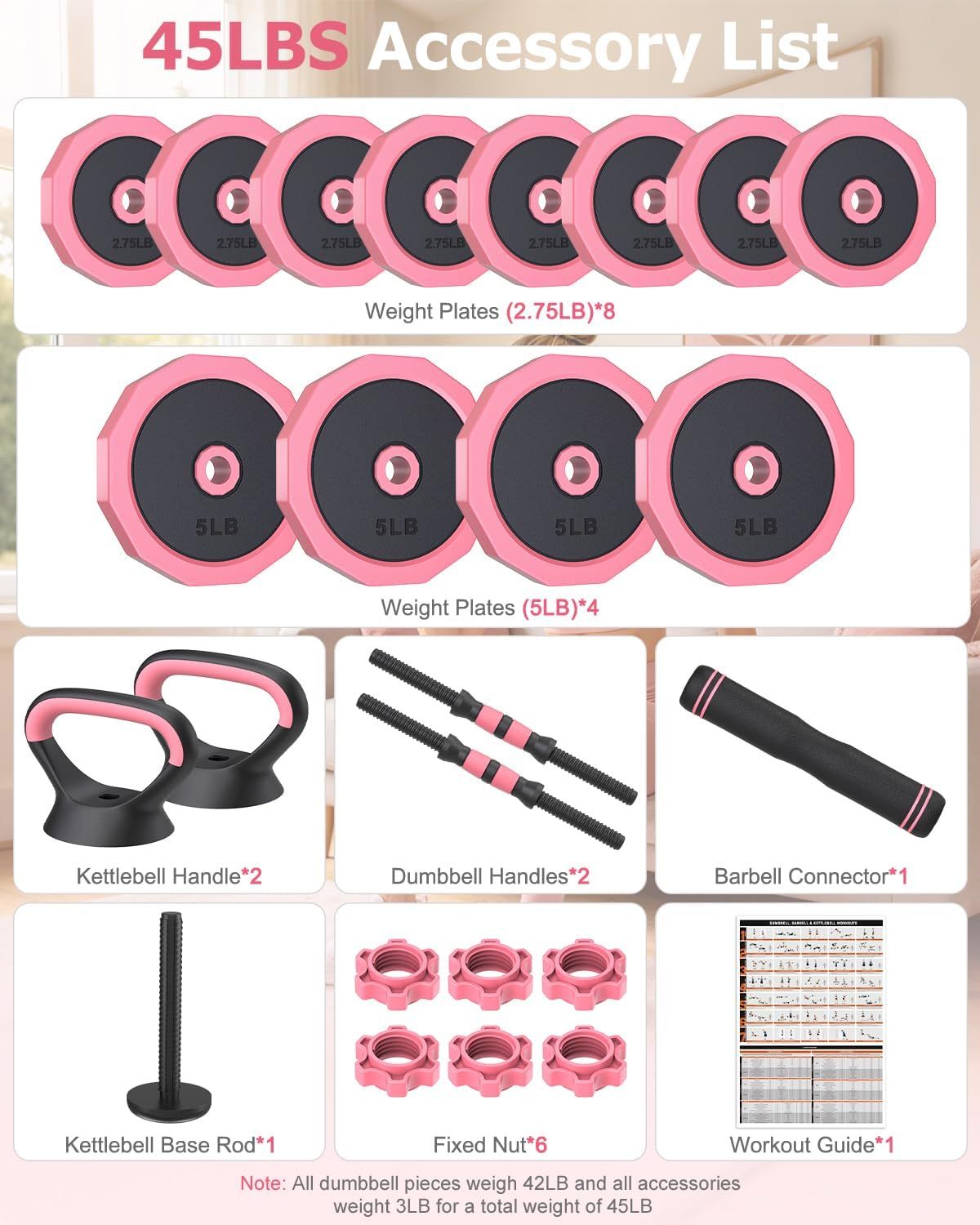 Juego de mancuernas ajustables de arena de hierro 4 en 1, juego de pesas libres con conector, utilizado como barra, pesas rusas, soporte push-up para entrenamientos en casa