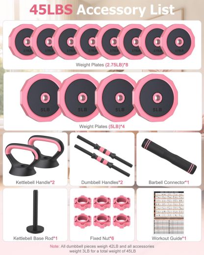 Juego de mancuernas ajustables de arena de hierro 4 en 1, juego de pesas libres con conector, utilizado como barra, pesas rusas, soporte push-up para entrenamientos en casa