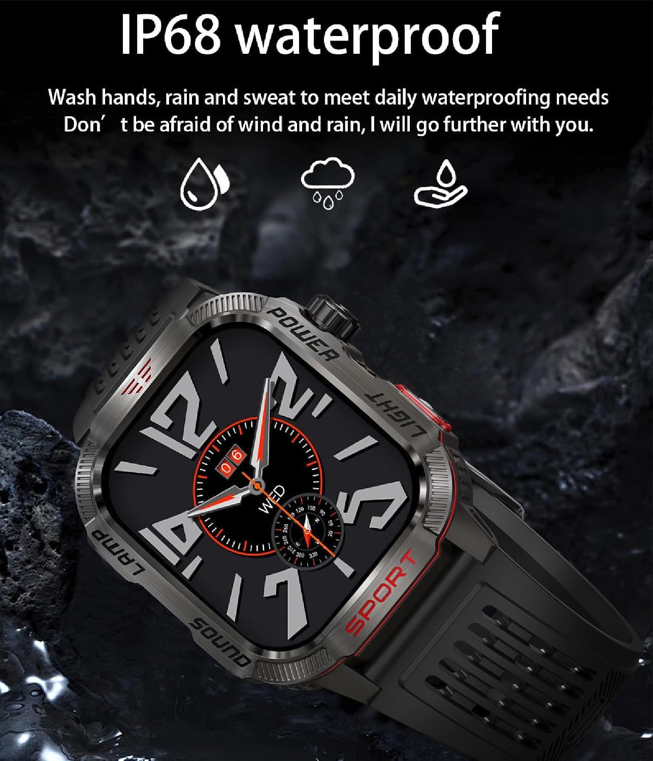 Reloj Inteligente para Hombre, para Deportes al Aire última intervensión, brújula con Respuesta/Hacer Llamadas, Reloj de Fitness, oxígeno sanguíneo, Ritmo cardíaco y Monitor de sueño, Compatible con Marca: Generic