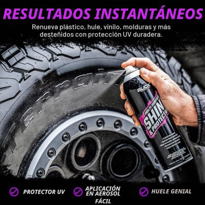 Slick Products - Revestimiento en spray protector y brillo diseñado para renovar, brillar y proteger una variedad de superficies, incluyendo plástico, vinilo, hule, fibra de vidrio y más