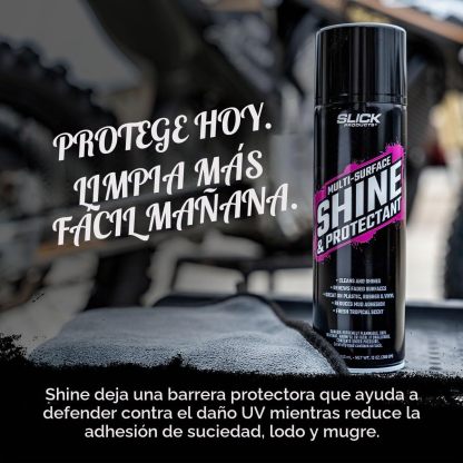 Slick Products - Revestimiento en spray protector y brillo diseñado para renovar, brillar y proteger una variedad de superficies, incluyendo plástico, vinilo, hule, fibra de vidrio y más