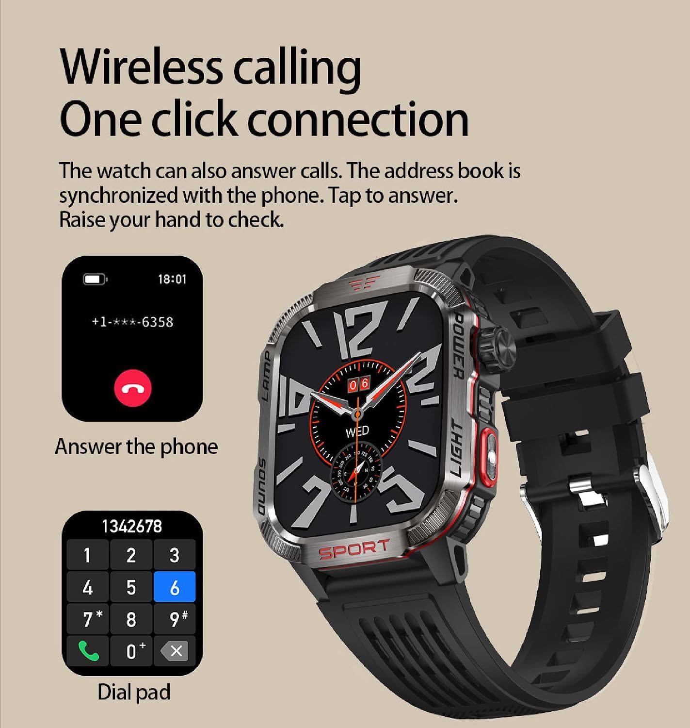 Reloj Inteligente para Hombre, para Deportes al Aire última intervensión, brújula con Respuesta/Hacer Llamadas, Reloj de Fitness, oxígeno sanguíneo, Ritmo cardíaco y Monitor de sueño, Compatible con Marca: Generic