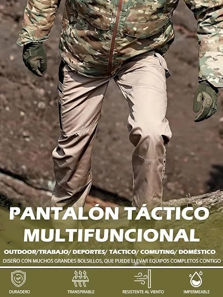 Pantalones de Exterior para Hombres, Pantalones de Cargo Tácticos, Pantalones Cargo Multibolsillos, Tejido Ripstop, Velocidad Impermeable y Seca, Adecuado para Senderismo, Ocio al Aire Libre.