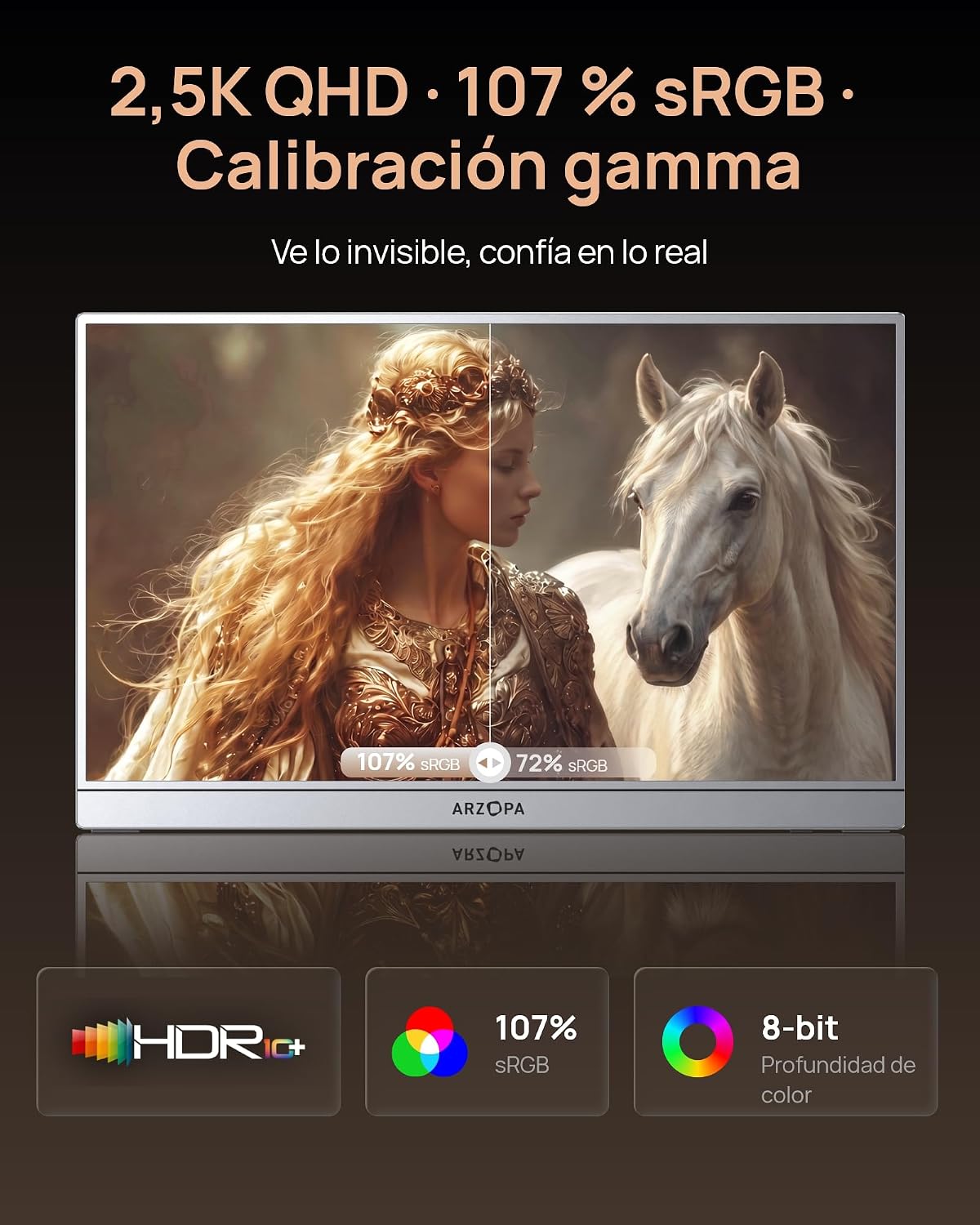 ARZOPA Monitor portátil Z3FC de 16.1" con Soporte de Barra única - Z3FC