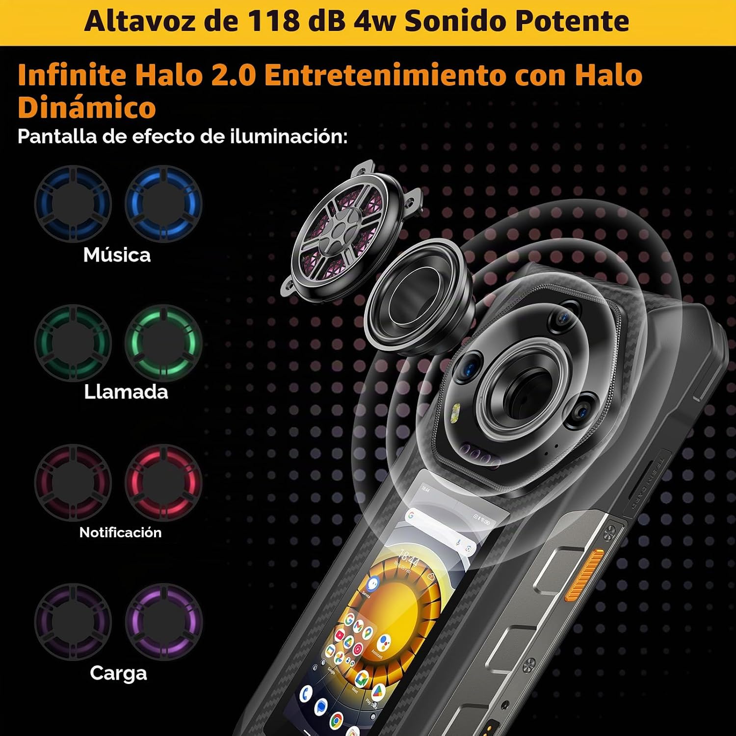 Ulefone Armor 30 Pro 5G Teléfono resistente de visualización dual, 32 GB+512 GB, 17.65 cm FHD 120Hz + 3.4 pulgadas, 12800mAh 66W, 50MP+50MP+64MP+32MP, Infinite Halo, 118dB Altavoz Android 14 robusto