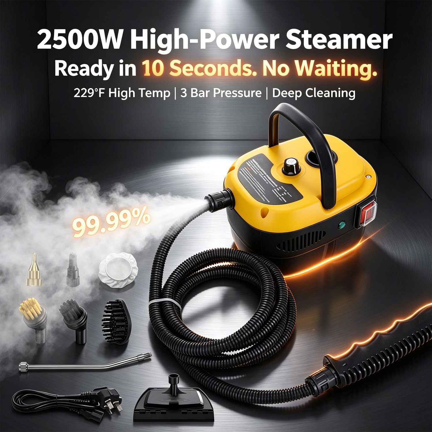 Versora Pro Limpiador de vapor portátil de 2500W, alta temperatura presurizado-para detalles de automóviles y hogar (rojo)