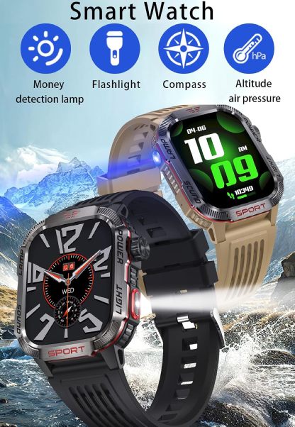 Reloj Inteligente para Hombre, para Deportes al Aire última intervensión, brújula con Respuesta/Hacer Llamadas, Reloj de Fitness, oxígeno sanguíneo, Ritmo cardíaco y Monitor de sueño, Compatible con Marca: Generic