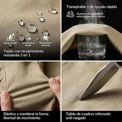 Juego de 3 piezas🔥Pantalónes Tácticos para Hombre, Pantalónes Cargo Hombre Pantalones de Trabajo Múltiples Bolsillos con Cierre Elásticos Ajuste Relajado