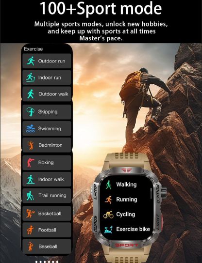 Reloj Inteligente para Hombre, para Deportes al Aire última intervensión, brújula con Respuesta/Hacer Llamadas, Reloj de Fitness, oxígeno sanguíneo, Ritmo cardíaco y Monitor de sueño, Compatible con Marca: Generic