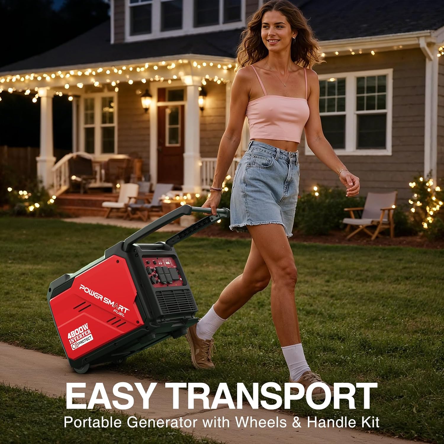 Generador inversor portátil de 4800 vatios con arranque eléctrico, protección de CO, silencioso, 30 amperios para RV-Ready