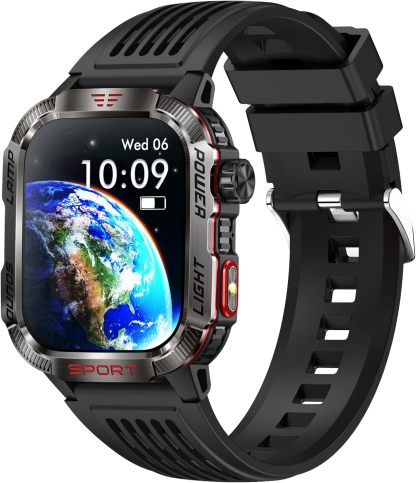 Reloj Inteligente para Hombre, para Deportes al Aire última intervensión, brújula con Respuesta/Hacer Llamadas, Reloj de Fitness, oxígeno sanguíneo, Ritmo cardíaco y Monitor de sueño, Compatible con Marca: Generic