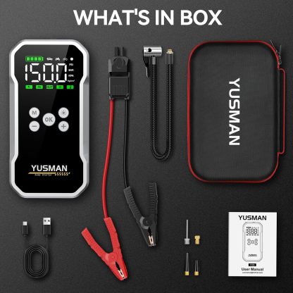 Arrancador de auto, arrancador de auto de 6000A con compresor de aire, paquete de arranque de 150PSI (6,0 Gas/3,8L Diesel), arrancador de batería de 12V con pantalla, cables de puente inteligentes, 2