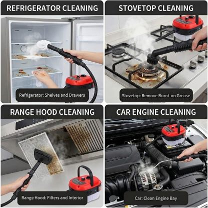 Versora Pro Limpiador de vapor portátil de 2500W, alta temperatura presurizado-para detalles de automóviles y hogar (rojo)