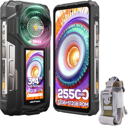 Ulefone Armor 30 Pro 5G Teléfono resistente de visualización dual, 32 GB+512 GB, 17.65 cm FHD 120Hz + 3.4 pulgadas, 12800mAh 66W, 50MP+50MP+64MP+32MP, Infinite Halo, 118dB Altavoz Android 14 robusto