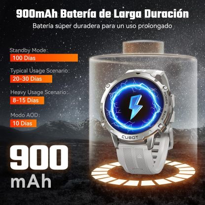 CUBOT X3 Smartwatch Hombre - Reloj Inteligente con Brújula, 1.73" Pantalla AMOLED HD, IP68 Impermeable, 900mAh Batería, Llamadas Bluetooth, Fitness Tracker