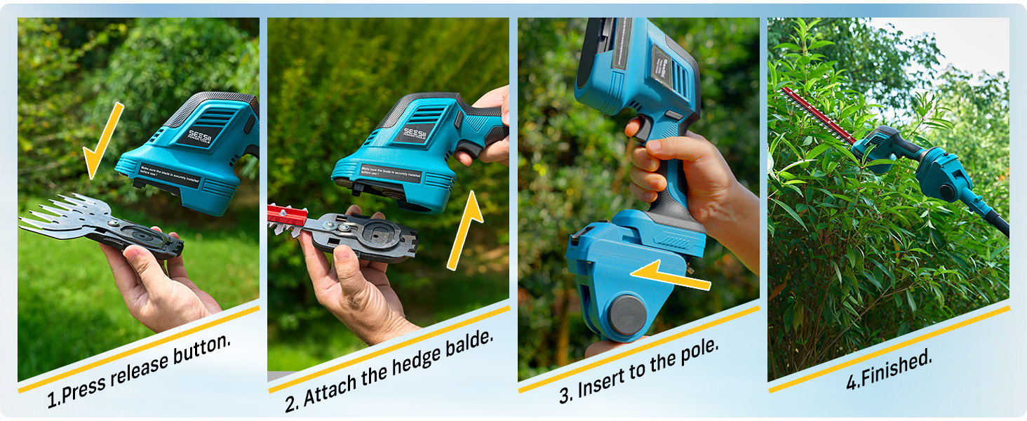 SEESII 6-in-1 Cordless Pole Saw &amp;amp; Hedge Trimmer
