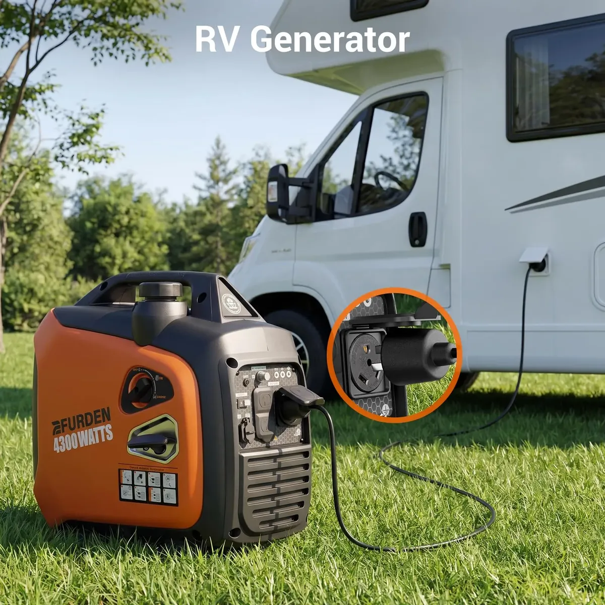 Generador Inverter Portátil Efurden de 4300W, 120V 60Hz, Motor de Gasolina de 4 Tiempos con Arranque Manual, para Respaldo Doméstico y Camping