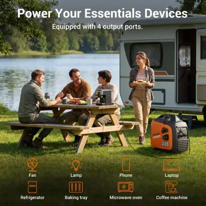 Generador Inverter Portátil Efurden de 4300W, 120V 60Hz, Motor de Gasolina de 4 Tiempos con Arranque Manual, para Respaldo Doméstico y Camping
