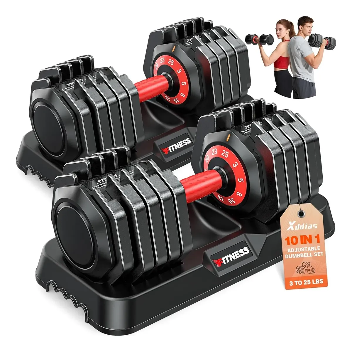 Mancuernas Ajustables Xddias 25-90lb Con Ajuste Rápido Y