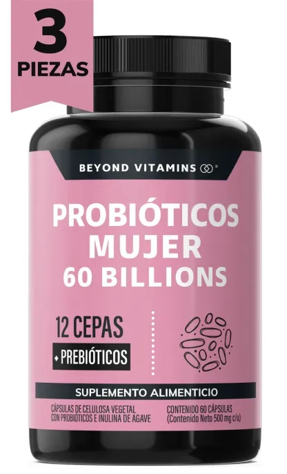  Probióticos Mujer 60 Billion + Prebióticos (prebiotic) + Inulina De Agave 12 Cepas Beyond Vitamins - Probióticos Femeninos - Flora- Fibra - 60 Cápsulas Probióticos Mujer 60 Billion + Prebióticos (prebiotic) + Inulina De Agave 12 Cepas Beyond Vitamins - P