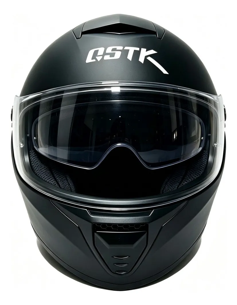 Casco Moto Doble Visor Certificado Reflejo De Advertencia Full-face Negro Mate