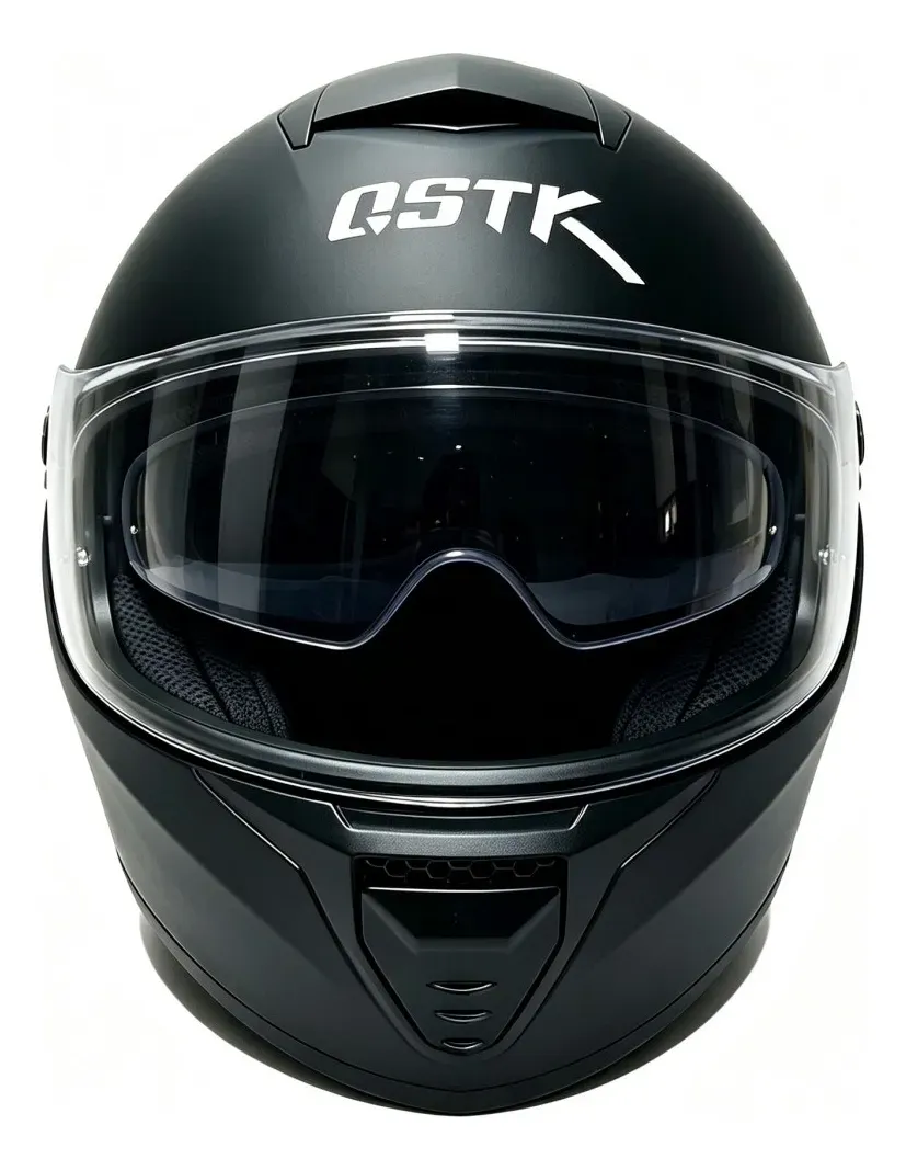 Casco Moto Doble Visor Certificado Reflejo De Advertencia Full-face Negro Mate
