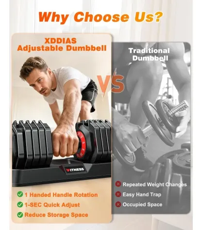 Mancuernas Ajustables Xddias 25-90lb Con Ajuste Rápido Y