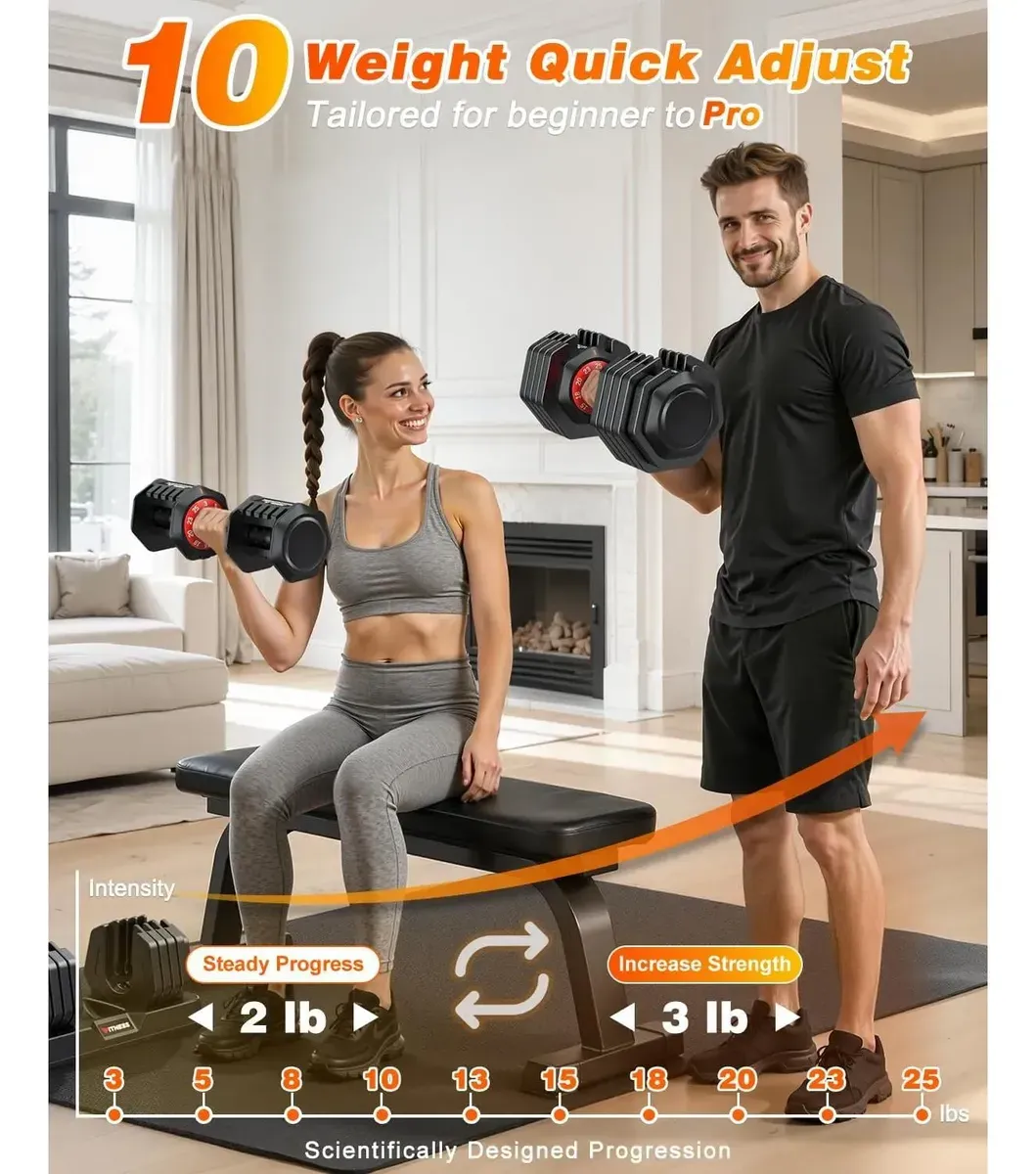 Mancuernas Ajustables Xddias 25-90lb Con Ajuste Rápido Y
