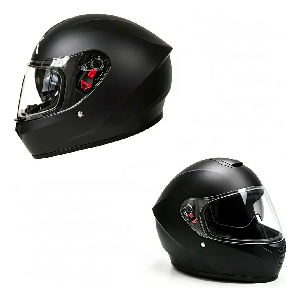 Casco Moto Doble Visor Certificado Reflejo De Advertencia Full-face Negro Mate