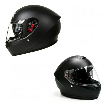 Casco Moto Doble Visor Certificado Reflejo De Advertencia Full-face Negro Mate