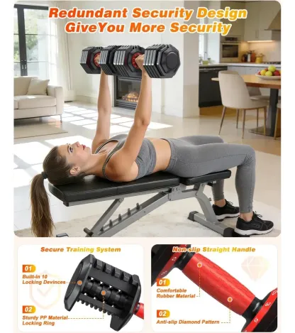 Mancuernas Ajustables Xddias 25-90lb Con Ajuste Rápido Y