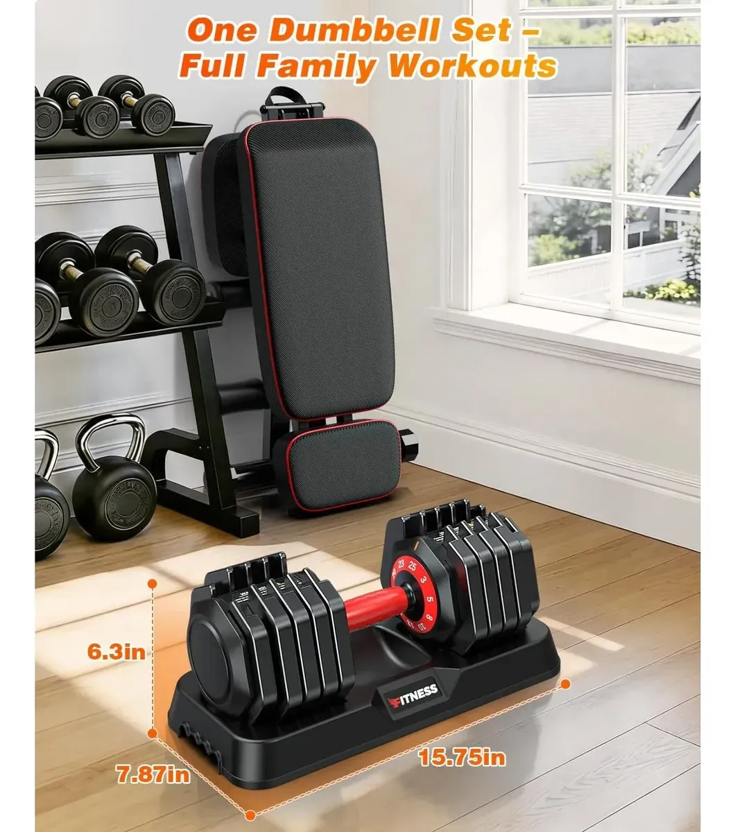 Mancuernas Ajustables Xddias 25-90lb Con Ajuste Rápido Y