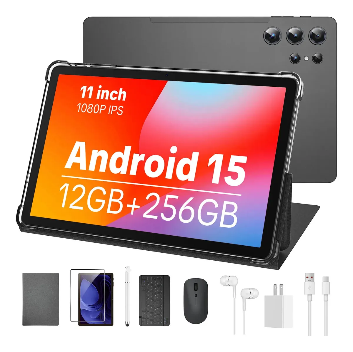 Tablet W&O X9 Ultra de 11" con 256 GB y 12 GB RAM, Android 15 y Kit de Accesorios