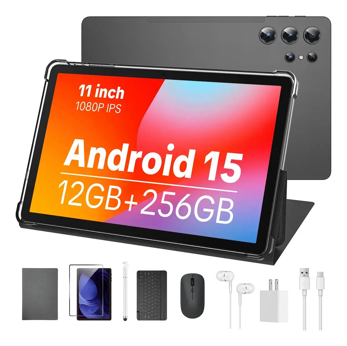 Tablet W&O X9 Ultra de 11" con 256 GB y 12 GB RAM, Android 15 y Kit de Accesorios