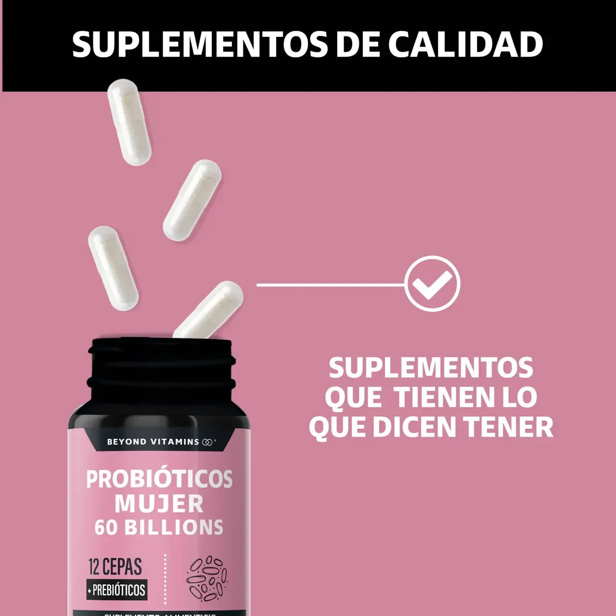  Probióticos Mujer 60 Billion + Prebióticos (prebiotic) + Inulina De Agave 12 Cepas Beyond Vitamins - Probióticos Femeninos - Flora- Fibra - 60 Cápsulas Probióticos Mujer 60 Billion + Prebióticos (prebiotic) + Inulina De Agave 12 Cepas Beyond Vitamins - P
