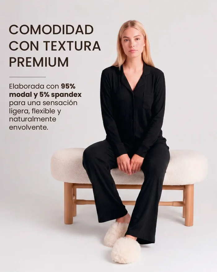 Pijama Modal Air de Manga Larga y Pantalones de Tejido Suave para Hombres y Mujeres