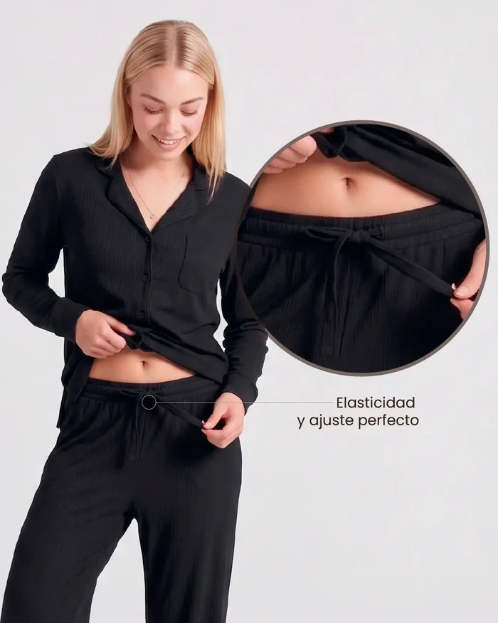 Pijama Modal Air de Manga Larga y Pantalones de Tejido Suave para Hombres y Mujeres