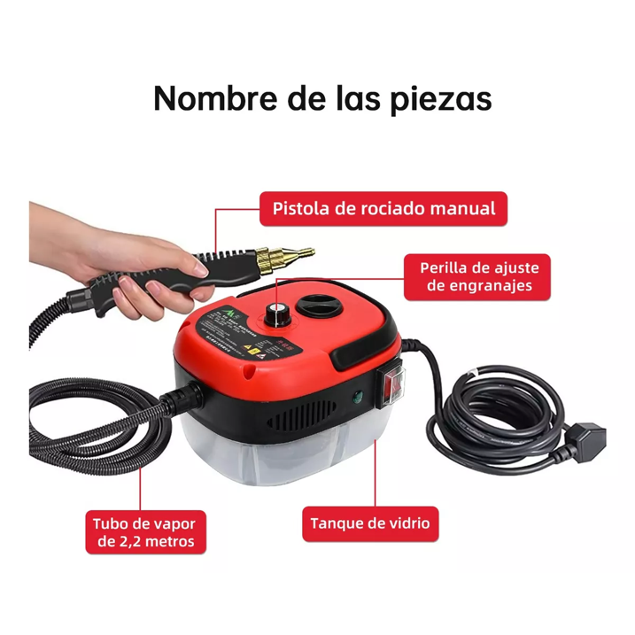 Versora Pro Limpiador de vapor portátil de 2500W, alta temperatura presurizado-para detalles de automóviles y hogar (rojo)