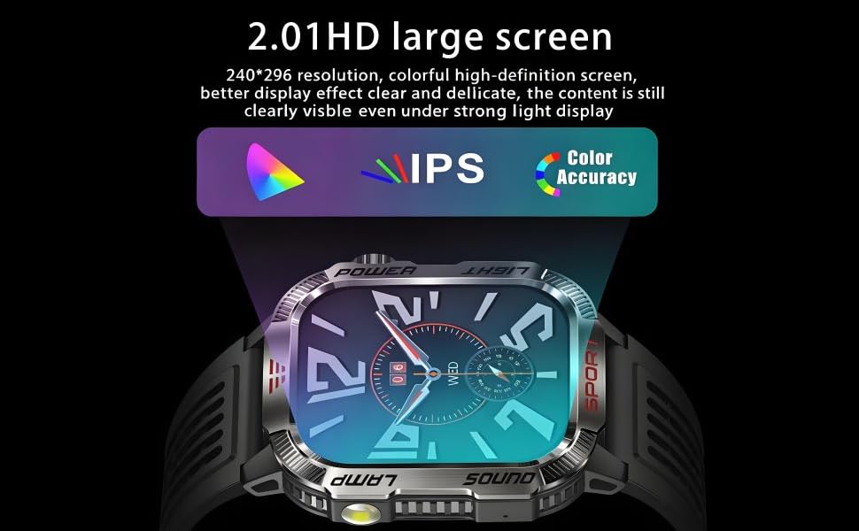 Reloj inteligente de visualizaci&oacute;n grande IPS 2.01 HD de alta precisi&oacute;n de color, visualizaci&oacute;n clara bajo luz fuerte