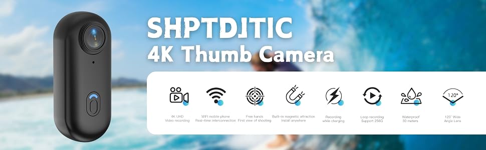 Cámara de acción para pulgar 4K SHPTDJTIC