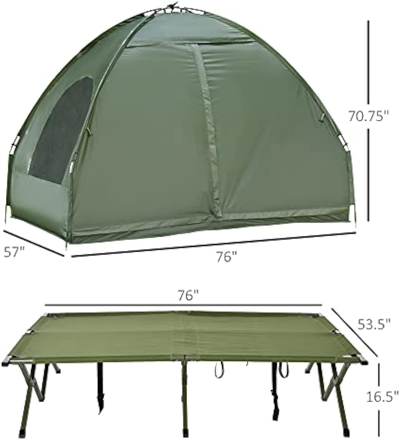 Outsunny - Cuna plegable para 2 personas con tienda, colcha y colchón de aire grueso, tienda de campaña 4 en 1 para senderismo al aire última intervensión, picnic, viajes-almohada