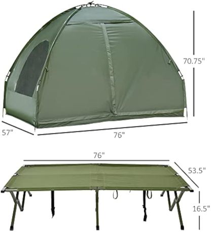 Outsunny - Cuna plegable para 2 personas con tienda, colcha y colchón de aire grueso, tienda de campaña 4 en 1 para senderismo al aire última intervensión, picnic, viajes-almohada