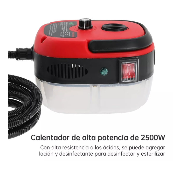 Versora Pro Limpiador de vapor portátil de 2500W, alta temperatura presurizado-para detalles de automóviles y hogar (rojo)