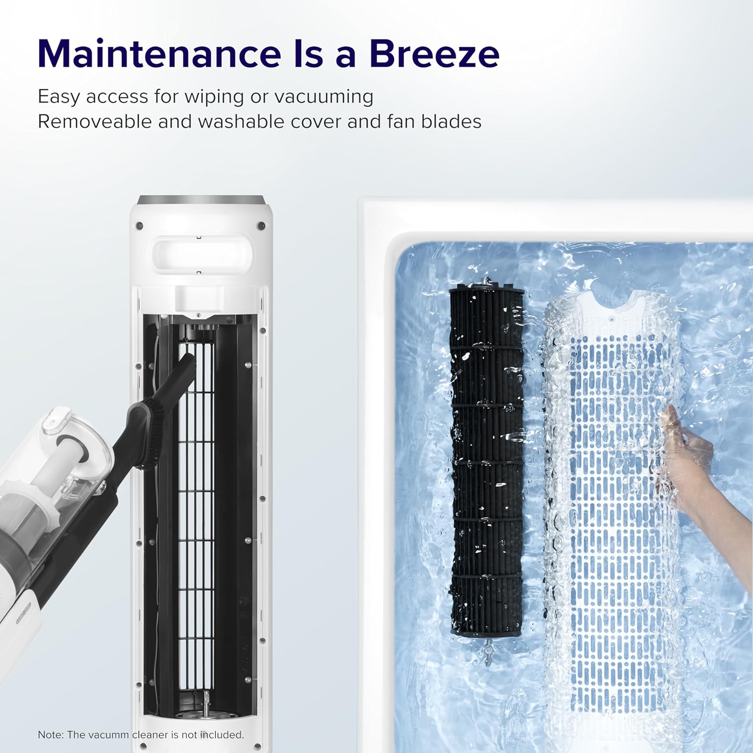 LEVOIT Tower Fan for Bedroom, 25ft/s Velocity 28dB Cooling Fan with Remote, Bladeless and 90° Oscillating Fan with 5 Speeds, 4 Modes, 12H Timer, Standing Fans for Home, White, Classic 36-Inch