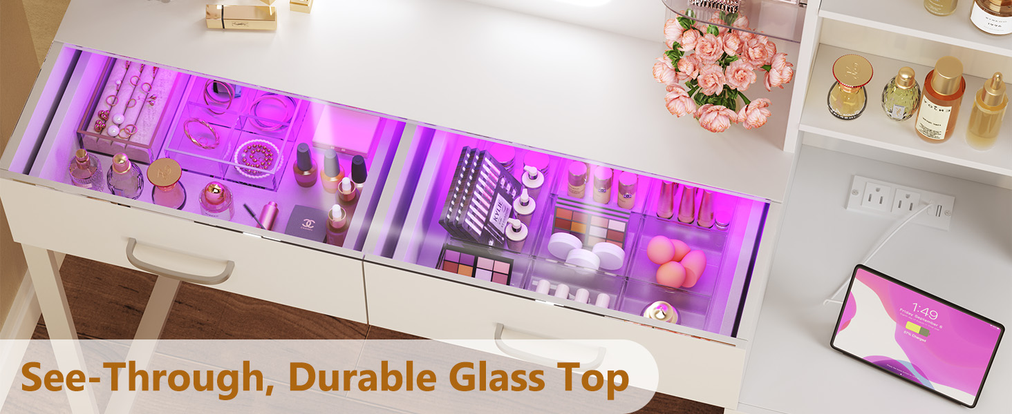 Makeup Vanity with Glass Top
